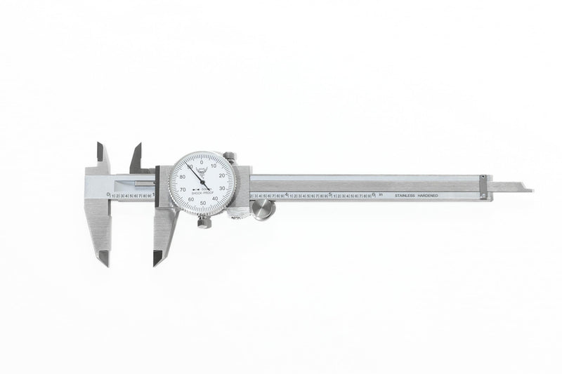 PEC Dial Caliper 0-6 Inch, Stainless Steel Precision Measuring Tool with Shock-Proof Dial, High Accuracy ±0.001" 0-6“