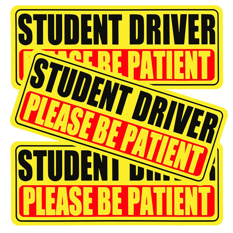 Student Driver Magnet for Car, 3 Pack Please Be Patient New Student Driver Sticker Safety Warning Reflective Signs, Reusable Magnetic Reflective Rookie Drivers Bumper Sticker