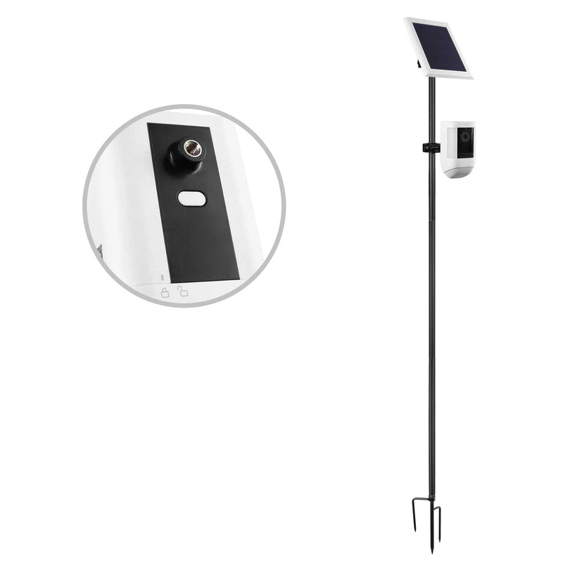 Universal Ground Stake Mount Bracket for Outdoor Security Cameras and Solar Panels, Compatible with Ring, Blink, Eufy, Google Nest, Arlo, Wyze, SimpliSafe, 1/4 Screw Cameras (Black)