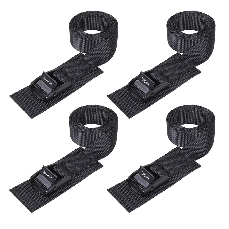 Ayaport Adjustable Cam Buckle Lashing Straps 6ft 4pack Tie Down Straps 1" x 6' Black