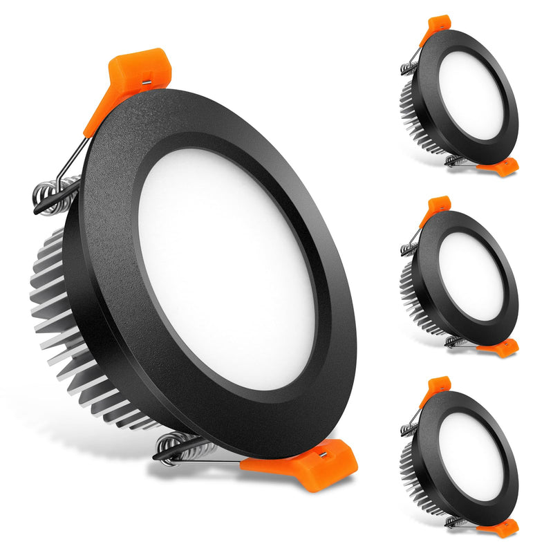 2.5 inch Black LED Recessed Lighting, Dimmable 5W Retrofit Downlight, CRI 80, 6000K Daylight White, as AC 110V Ceiling Light with LED Driver for Living Room, Kitchen, Hallway, 4 Pack 2.5 Inch 4pack