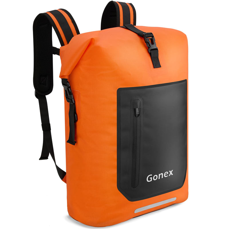 Gonex Waterproof Ultralight TPU Backpack 55L Roll Top Dry Bag, Kayaking | Back Padding, Camping, Fishing, Travel, Adjustable Straps, External & Internal Storage Pockets, Orange