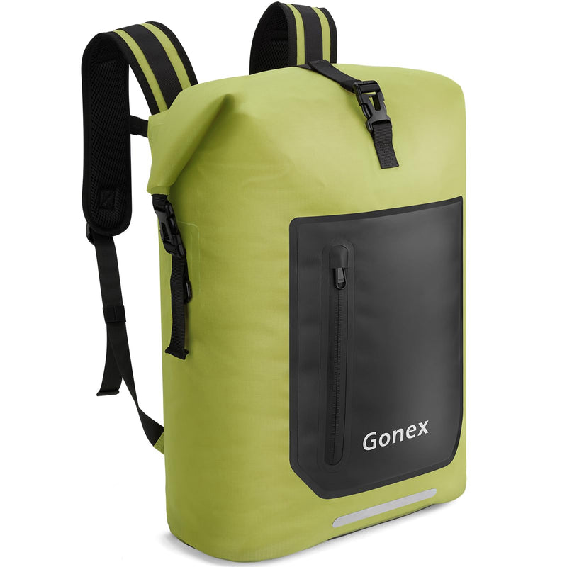 Gonex Waterproof Ultralight TPU Backpack 35L Roll Top Dry Bag, Kayaking | Back Padding, Camping, Fishing, Travel, Adjustable Straps, External & Internal Storage Pockets, Green