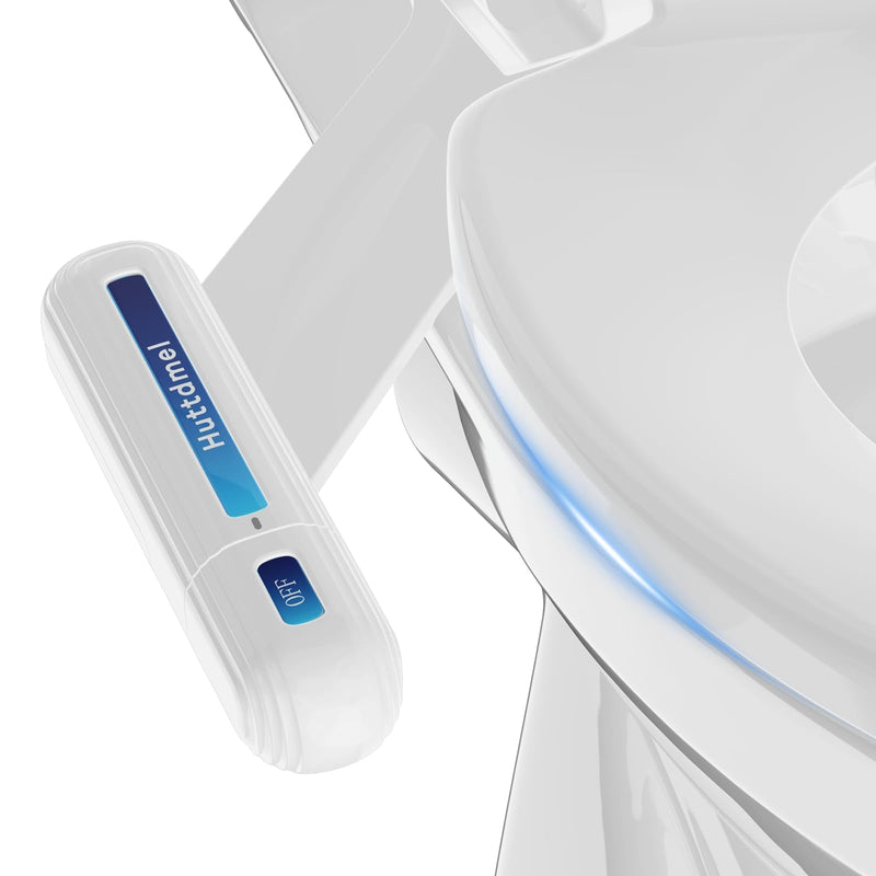 Huttdmel Ultra-Slim Bidet Attachment for Toilet, Non-Electric Dual Nozzle (Rear & Feminine Wash), Adjustable Fresh Cold Water Pressure, Stainless Steel Inlet, Easy to Install(Blue & White) Blue