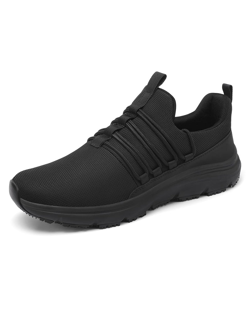 VikoViren Non Slip Work Shoes for Men Restaurant or Food Service Sneakers Breathable Lightweight Water Resistant Walking Shoes Chef Kitchen Footwear 10 Black