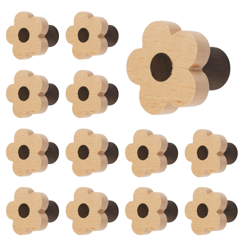 MOROBOR 12pcs Flower Shaped Wooden Knobs Single Hole Beech Wood Handles Cupboard Cabinet Pulls for Chest of Drawers with Screws& Expansion Tube 4CM Wood-12PCS