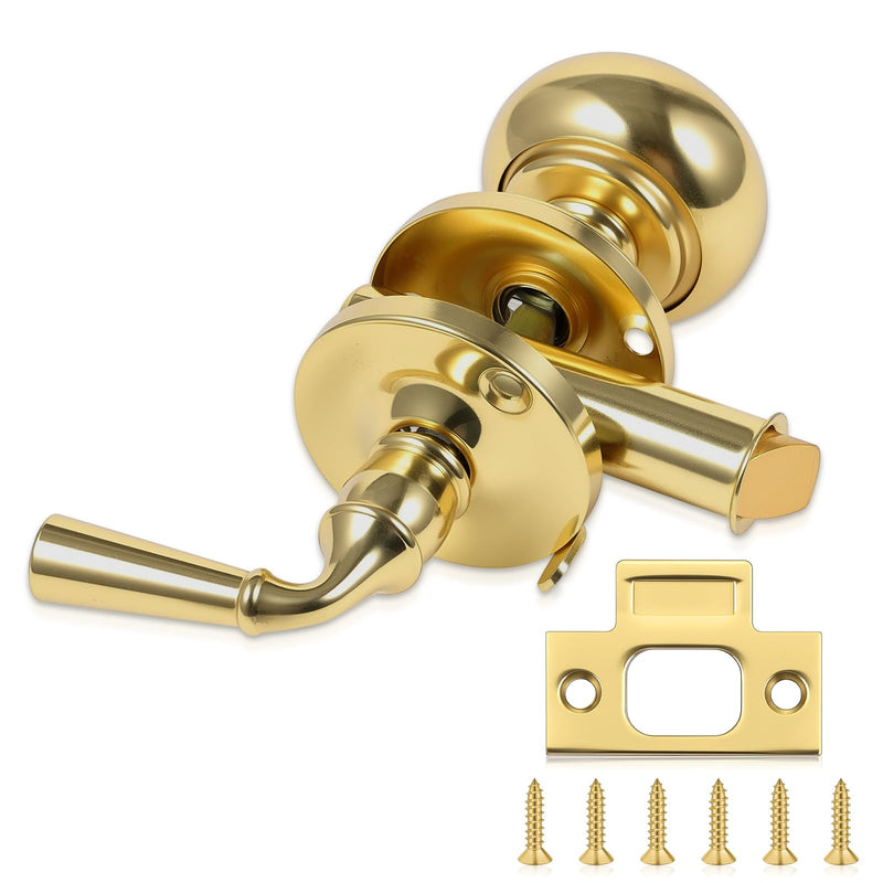 Hicarer 1 Pcs Solid Brass Storm Door Latch Storm Screen Door Latch Screen Doors Handle Storms Handle Replacement Lock Screens Hardware (Polished Brass) Polished Brass