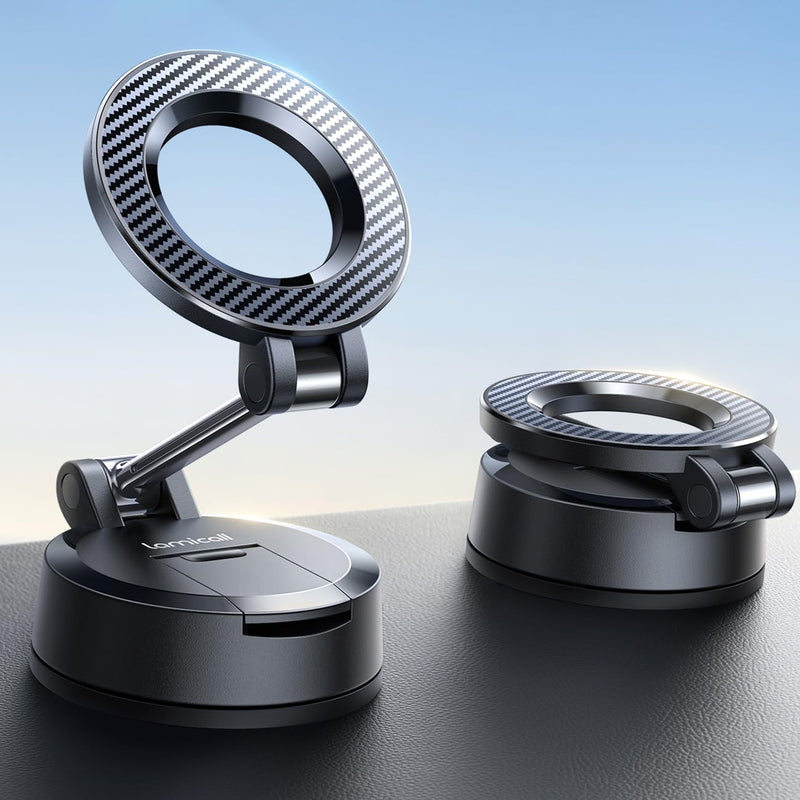 Lamicall for Magsafe Car Mount [70LBS Powerful Suction] Magnetic Phone Holder for Car, 360° Rotation Suction Cup Phone Mount Dashboard & Windshield for Truck fit iPhone 17 16 Pro Max Plus 15 14 13 12 🥇NEW Upgraded - Carbon Fiber