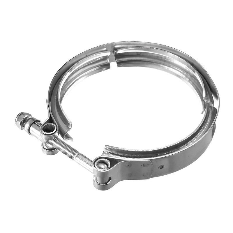 4 Inch V Band Clamp,Male Female 304 Stainless Steel Quick Release Flange Exhaust Clamp, V-Band for Pickup Truck Turbo Downpipe Exchange Exhaust Systems, Car Accessories 4 Inches