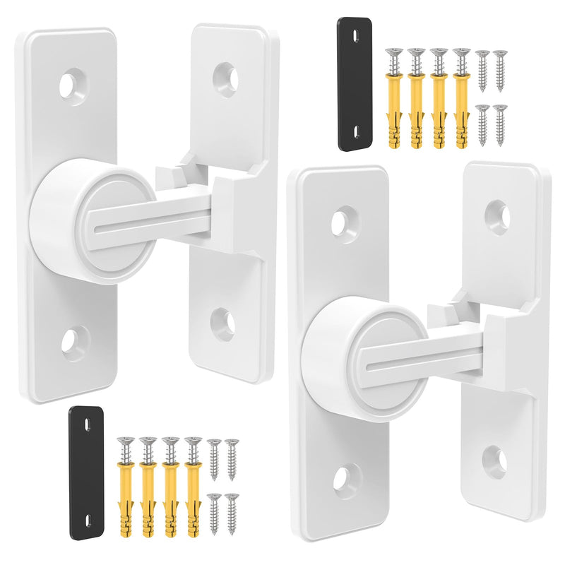 Heavy Duty 90 Degree Barn Door Lock, Zinc Alloy Security Sliding Door Latch for Barn, Garden, Bathroom, Fence, Shed - Anti-Rust and Robust (White-2 Pcs) White-2 Pcs