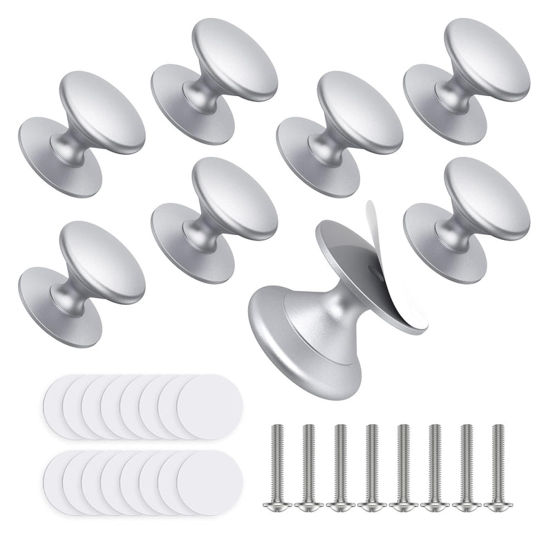 Self Adhesive Cabinet Knobs, Aluminum Alloy Self-Stick Drawer Pull Handles for Sliding Glass Door, Cabinet, Cupboard, Dresser, Closet, Window - Stick On No-Drilling Drawer Knobs (8, Silver) 8