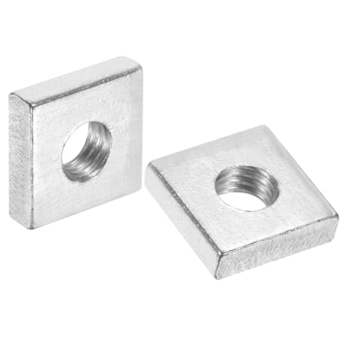 uxcell 100Pcs M6x13mmx4mm Square Nuts, Carbon Steel Zinc Plated Coarse Thread Square Nuts Fasteners for Home Repairs and Professional Engineering, Silver 100