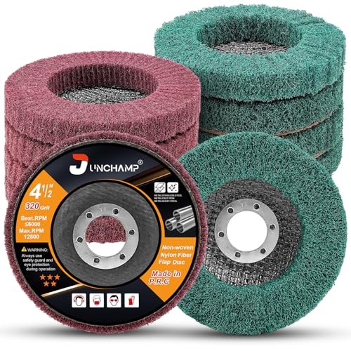 10Pcs 180 & 320 Grit Scour Flap Disc 4 1/2 Inch Angle Grinder Attachment for Metal & Wood Scouring Pads Polishing Wheel Sanding Disc Paint Rust Remover