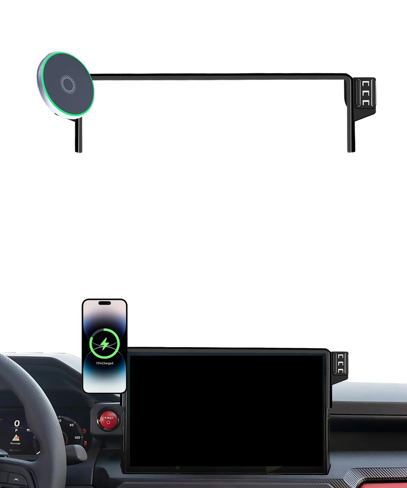 Car Phone Holder for Toyota Tacoma 2024 2025 /Toyota 4Runner 2025 Accessories Apply to 14 Inch Touchscreen 15W Fast Wireless Charger Screen Fixed Clip Cell Phone Mount 360 Degree Rotation