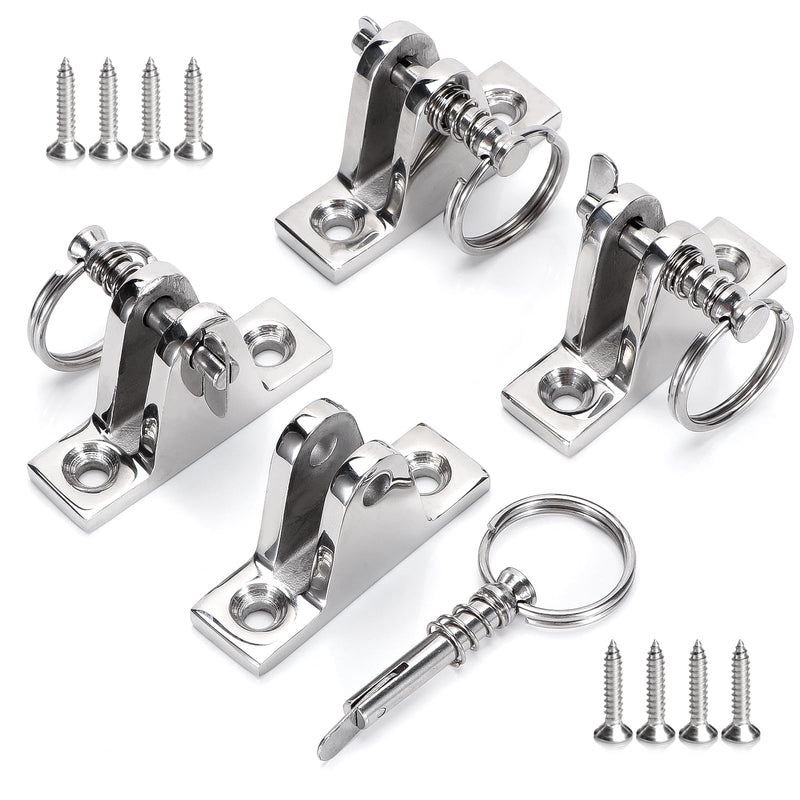 4X Bimini Top Deck Hinge with Pin and Ring (4, 4 Pcs)