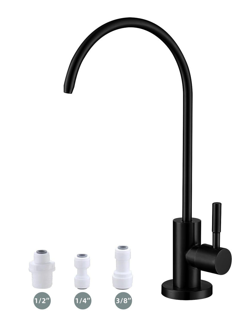 Drinking Water Faucet Matte Black Water Filter Faucet, SUS304 Stainless Steel, Easy to Install Reverse Osmosis Faucet for Kitchen Bar Sink