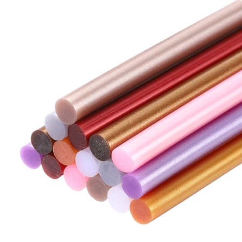 uxcell Mini Hot Glue Gun Sticks 0.28-inchx4-inch High Sticky Hot Glue Sticks, Metallic 8 Colors 16pcs