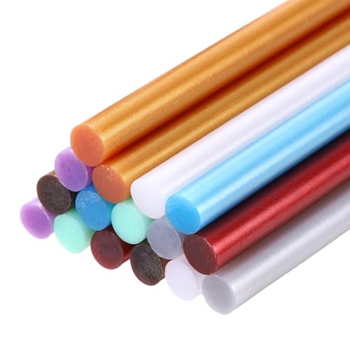 uxcell Mini Hot Glue Gun Sticks 4-inchx0.28-inch High Sticky Hot Glue Sticks, Metallic 8 Colors 16pcs