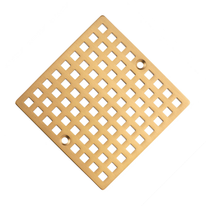 Square Shower Drain Cover, 4 Inch, SUS304 Stainless Steel, Hair Catcher Filter (Brushed Gold) Brushed Gold