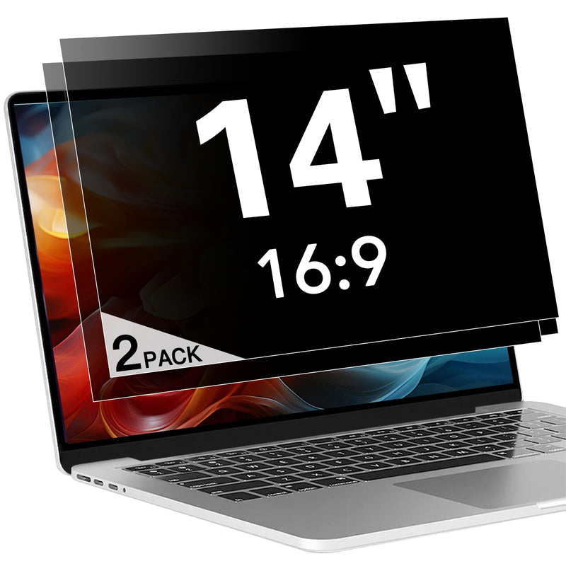 2 Pack (1920x1080) Display 14 Inch Laptop Privacy Screen 16:9, Anti Blue Light Glare & Anti Scratch Computer Privacy Shield, Not for 14" with 1920x1200 Resolution Laptop 2 PACK 14 Inch Privacy Screen(16:9)