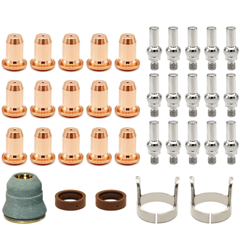 35pcs IPT-60 PT-60 IPT-40 PT40 Plasma Cutting Torch Tip 1.0mm 0.039'' Electrode Shield Cap Stand Off Swirl Ring 35pcs