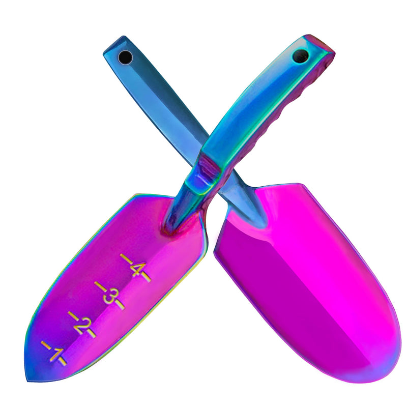 Garden Shovels - 2 Pack Gardening Tools, Heavy Duty Garden Trowels, High Strength Alloy Steel for Soil Digging Planting Transplanting Weeding - Solid Metal Handle, Colorful Dig-Plant Tool & Large Transplanter Tool