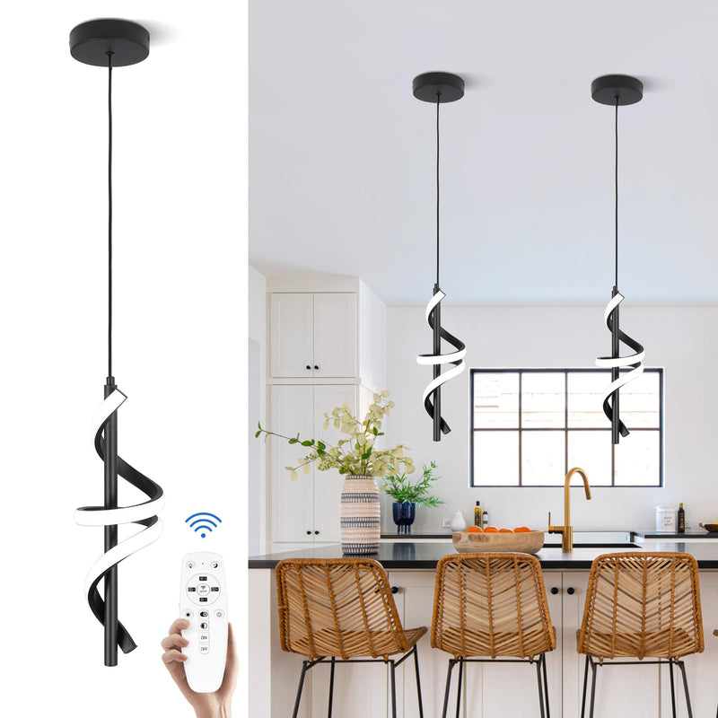 CANEOE Black Pendant Light Fixtures, Dimmable Modern LED Pendant Lights for Kitchen Island, Small Kitchen Island Pendant Lighting for Dining Room Bar Living Room Bedroom Hanging Light Fixtures,1 Pack Black,Dimmable