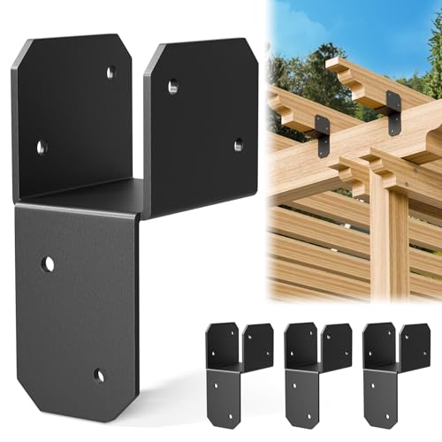 4Pcs 2x4 Joist Anchor Connector - Heavy Duty Steel Post Cap Tie Brakcet, 15 Gauge Carbon Steel, Post to Beam Connector Fits 2x4 Lumber(Actual Size 1.5"x3.5") 4 pcs