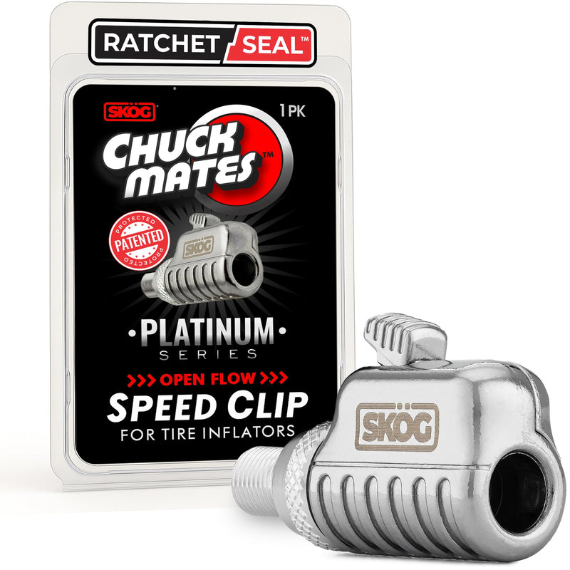 Chuck Mates™ Platinum (1 Pack) Quick-Connect with Patented RatchetSeal™ Technology for Tire Inflators Open-Type Speed Clip 1 Pack