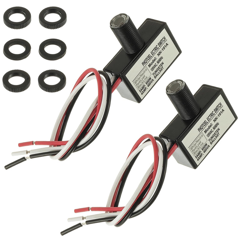 105V-130V AC Photocell Light Sensor Light Control Sensor Photoelectric Switch Dusk to Dawn Sensor with Automatic Illumination Detection Circuit for Outdoor Lighting Photoelectric Switch,2 Pack 2 Pack