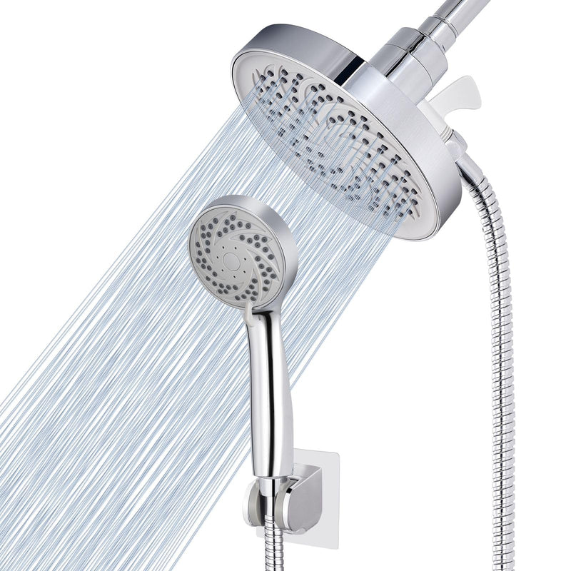 Rain Shower Head with Handheld, High Pressure Rainfall Showerhead and 3 Settings Hand held Spray Combo with Detachable Hose (Chrome) Chrome