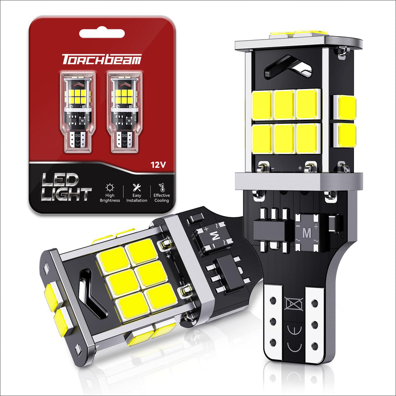 Torchbeam 921 LED Bulb Reverse Light 500% Brighter T15 LED Bulb CAN-BUS for 906 W16W 922 912 921 Bulbs Replacement Reverse Light Bulb Backup Brake Lights, 6000K Xenon White Pack of 2