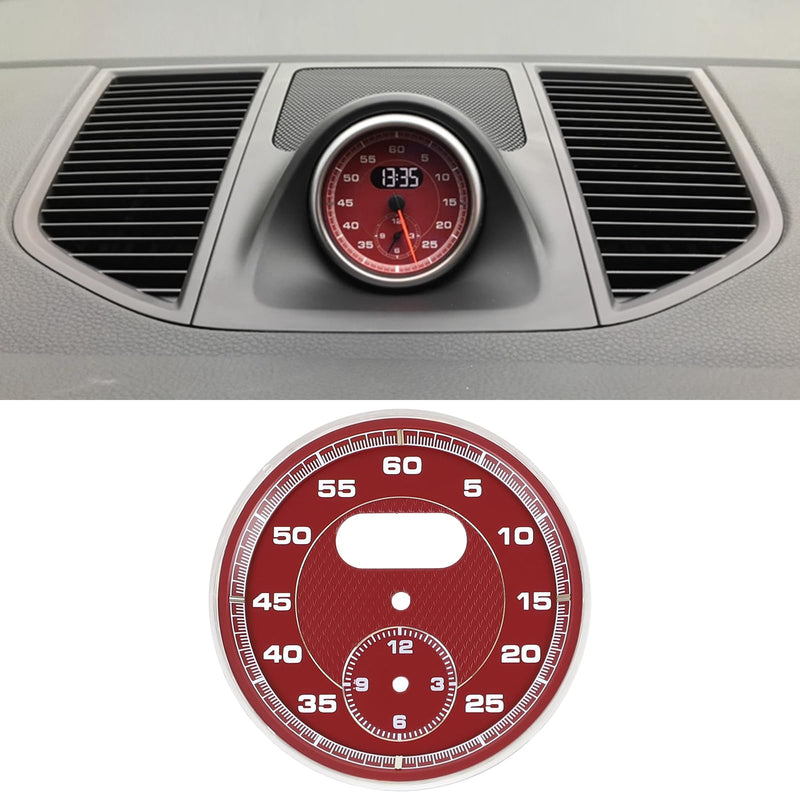 Car Clock Replacement dial Compatible with Porsche Cayenne 2011-2017 911 2012-2018 Macan 2014-2024 718 2016-2023 Panamera 2010-2016 Bordeaux Red Stopwatch Mounted Dashboard Old Style