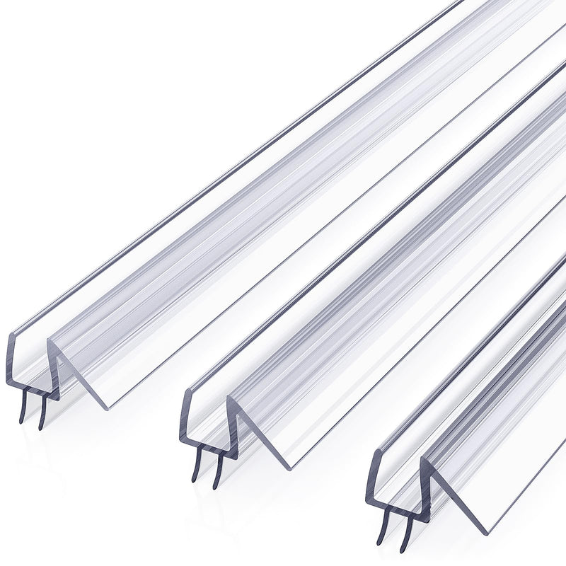 Delamu Shower Door Bottom Seal, 3Pack Shower Door Sweep Strip, 39in Frameless Glass Doors Seal Strip for 3/8'' (10mm) Thick Doors, 39'' x 0.39'' Showers Water Guard Barrier BottomSeal-3/8"x39"