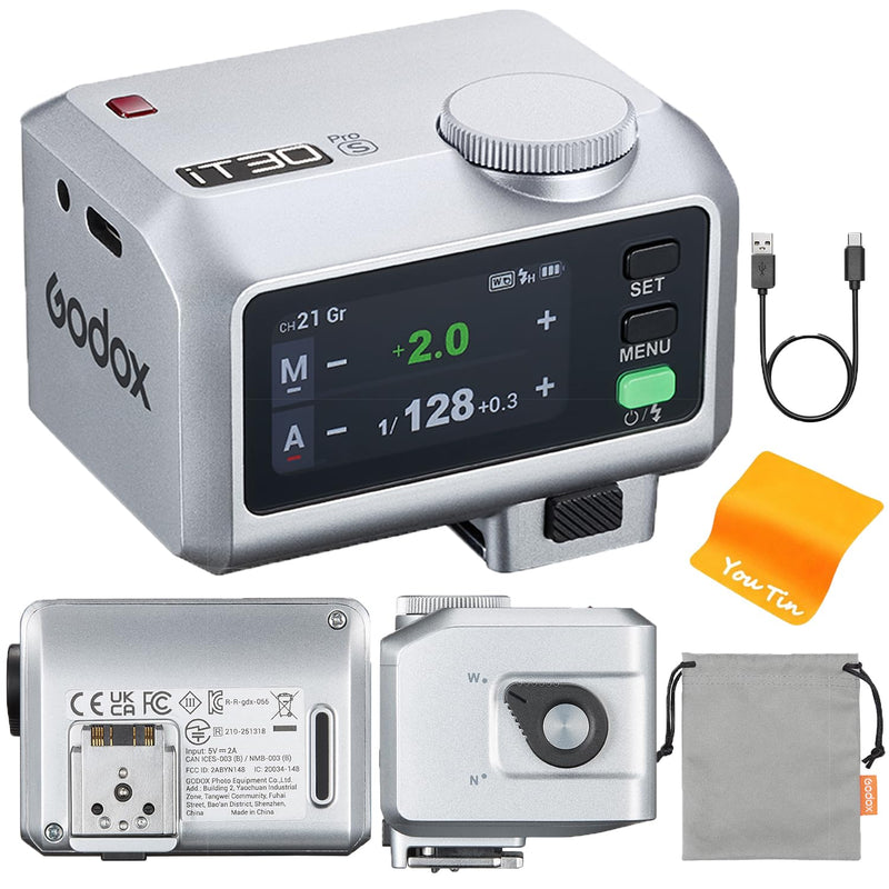 GODOX IT30Pro S TTL Mini Camera Flash with integrated Trigger and Receiver 2.4G System Compatible with Sony Cameras,GN15 ISO100, 1/80000s HSS, 7.4V/900mAh Battery,1.5s Recycle time 560 Flashes(Silver)
