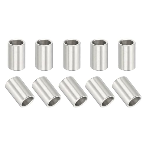PATIKIL 304 Stainless Steel Spacer, 10 Pcs Round Metal Spacer 1/2" Bore x 5/8" OD x 1" Length Unthreaded Screw Standoff Bushing for 1/2" ID Screws Bolts and Rods 1/2" x 5/8" x 1"