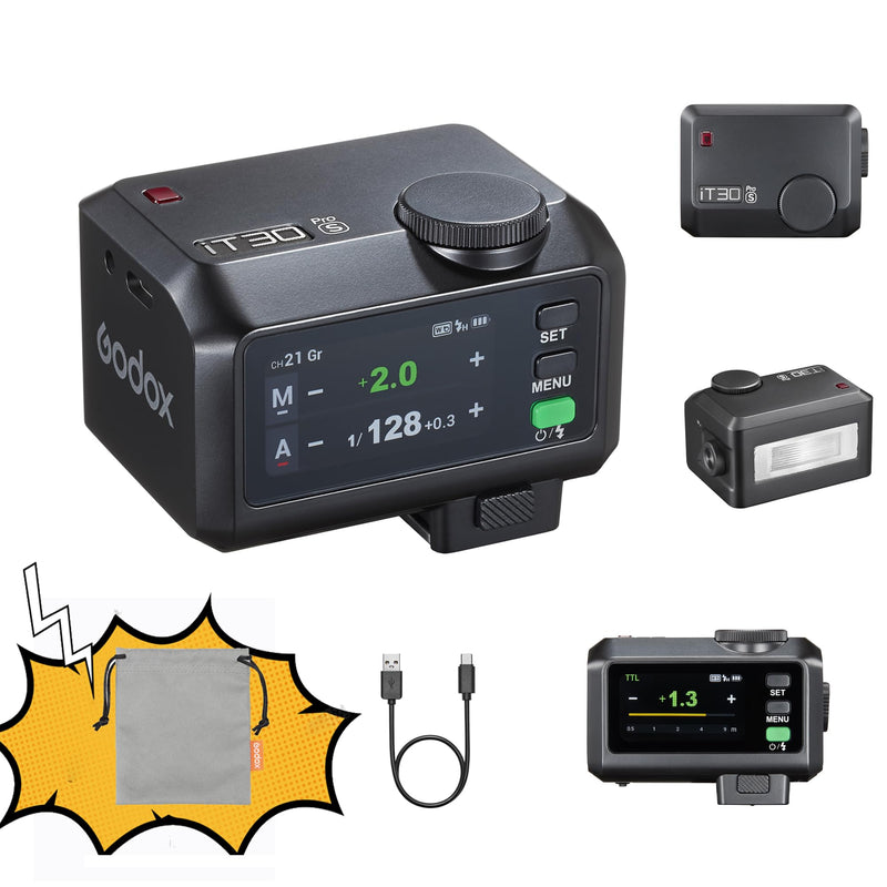 GODOX IT30Pro TTL Mini Camera Flash Light,Full-Color Touchscreen,HSS 1/8000 Second,2.4GHz X System,Built-in Diffuser and Battery IT30PRO-S (for Sony) For Sony