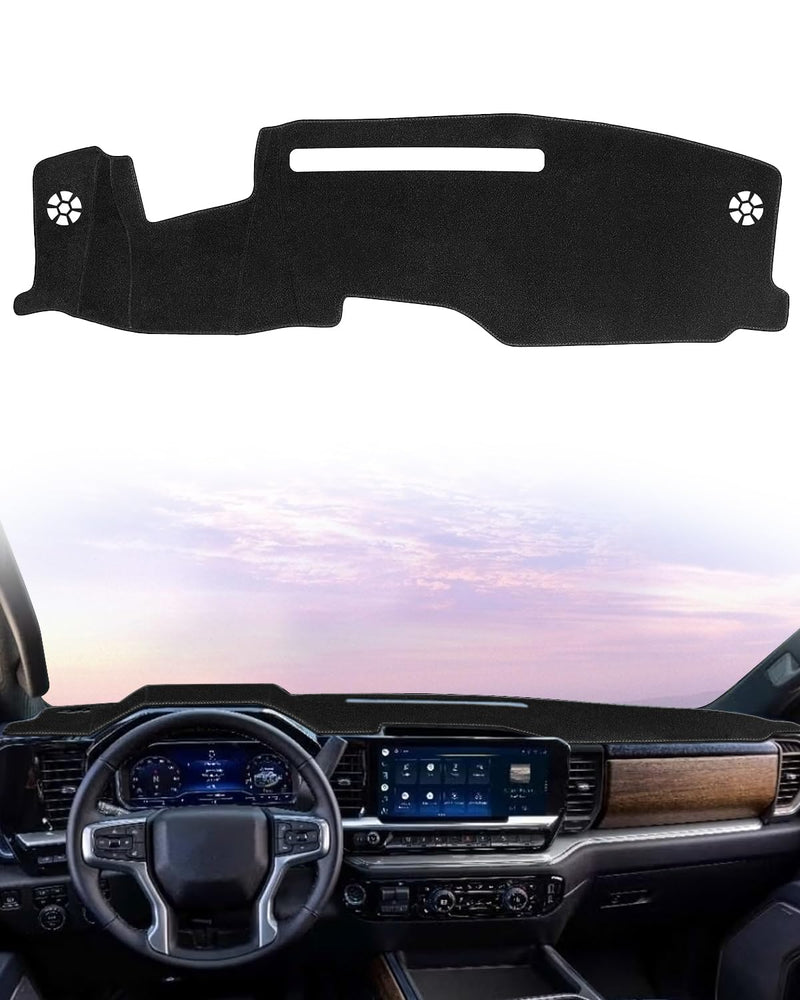 Dash Cover Mat Fit for 2022-2024 2025 2026 Chevy Chevrolet Silverado/GMC Sierra 1500 2500HD 3500HD Accessories with HUD Dashboard Cover Pad Non-Slip Center Console Protector (Only fits 13.4 in Screen) Silverado/Sierra with HUD 2022-2026