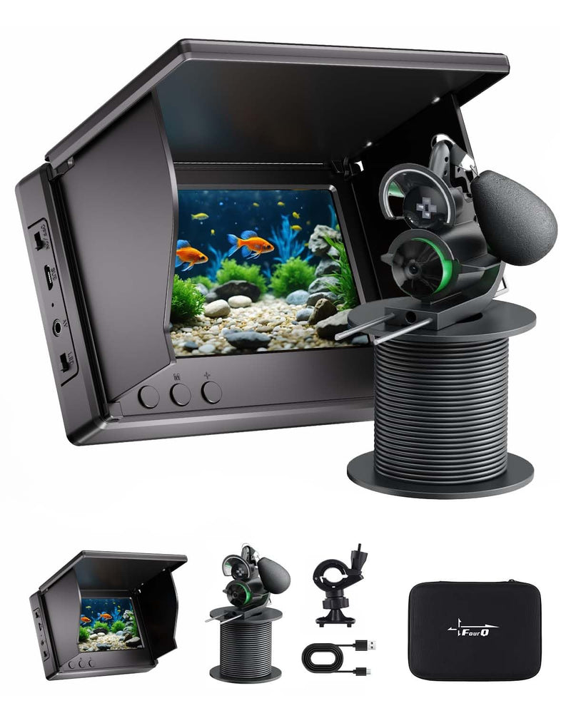 Fishing Camera with Infrared Night Vision Light,220° Wide Angle Monitoring of Fish，Portable Fish Finder with 100ft Cable, 4.3 Inch LCD and Upgraded HD Lens for Ice Lake Boat Kayak Fishing