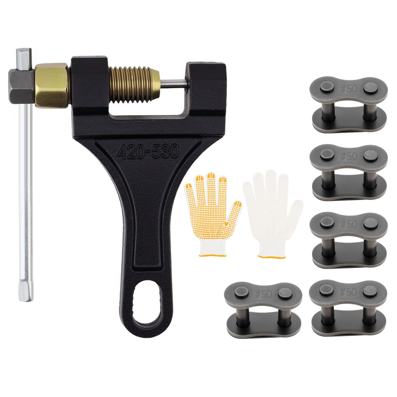 Windance Universal Roller Chain Breaker with 5Pcs #50 Master Link High Carbon Steel 420 428 520 525 528 530 Chain Pin Removal Repair Tool Motorcycle ATV Dirt Bike Scooter Bicycle Tractor