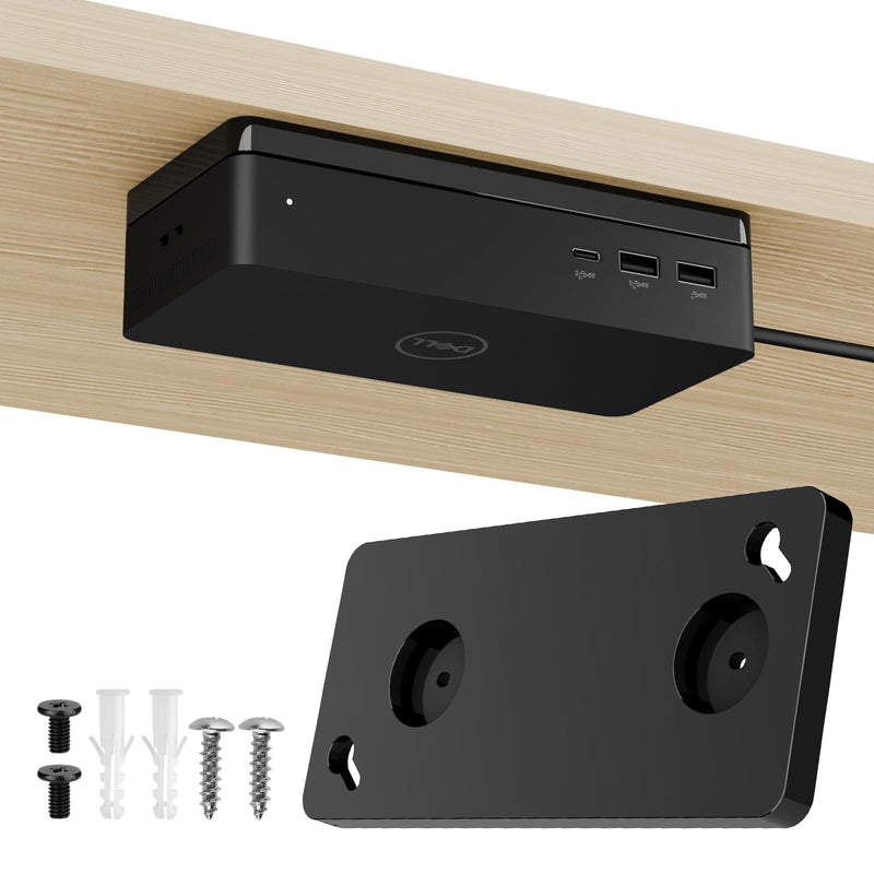 Under Desk and Wall Mount for Dell Universal Dock UD22, Acrylic Docking Station Mount Holder (Black Plate Only)