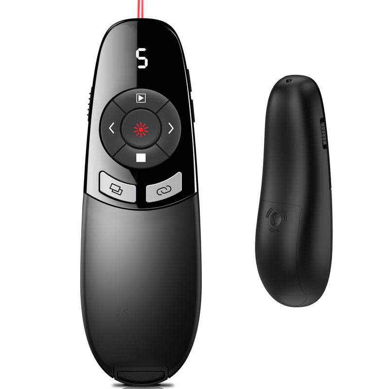 Presentation Clicker for PowerPoint with Red Laser Pointer and Timer, Wireless Clicker for Laptop Presentations Remote, Power Point Remote Clicker for Computer/Mac/PPT/Google Slide Advancer