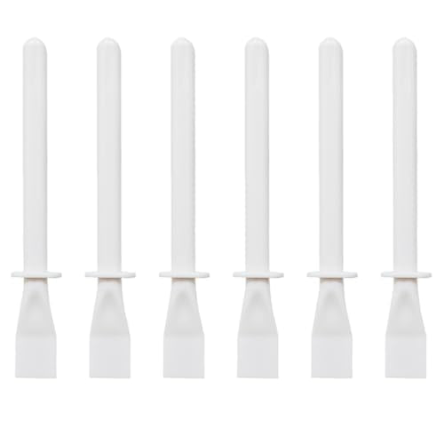 6Pcs White Plastic Glue Spreader Smear Plate Scraper Sticks Brushes Durable Flexible Easy to Clean Glue Applicator Spatula Kit Gap Filling Tool for Woodworking Leather Adhesive Projects 6