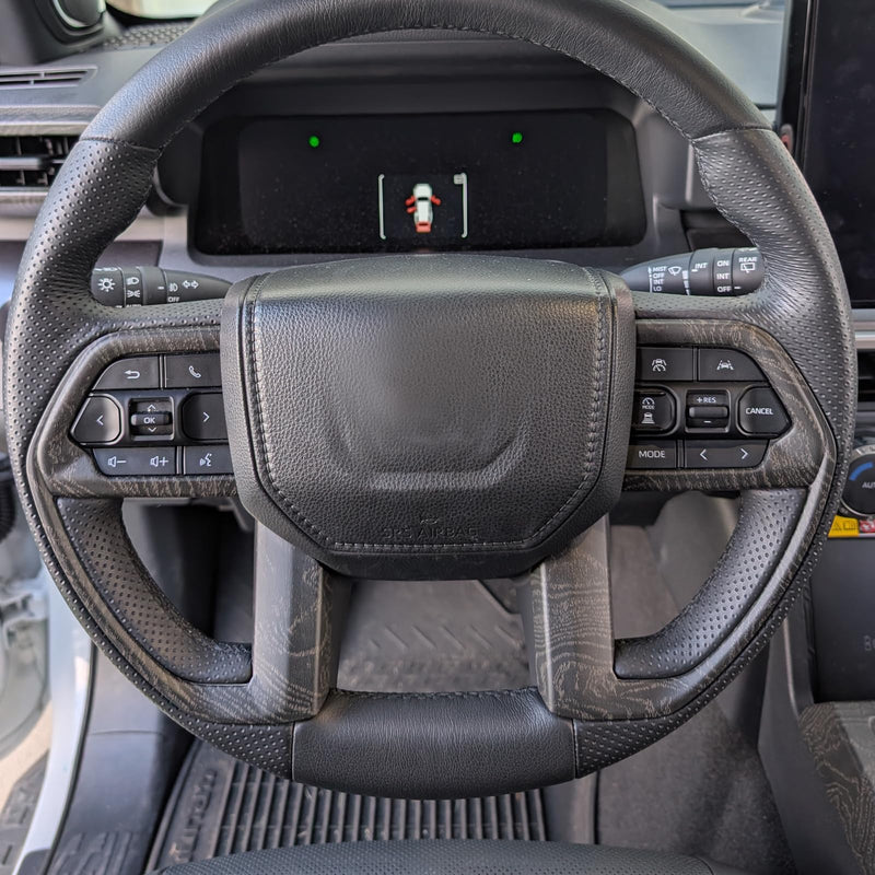 For Toyota Tacoma 2024 2025 and 4Runner 2025 Interior Accessories Center Console ABS Dashboard Cover Decor StylingTrim (Black Wood Grain, Steering Decor) 2024 Up Steering Decor Black Wood Grain