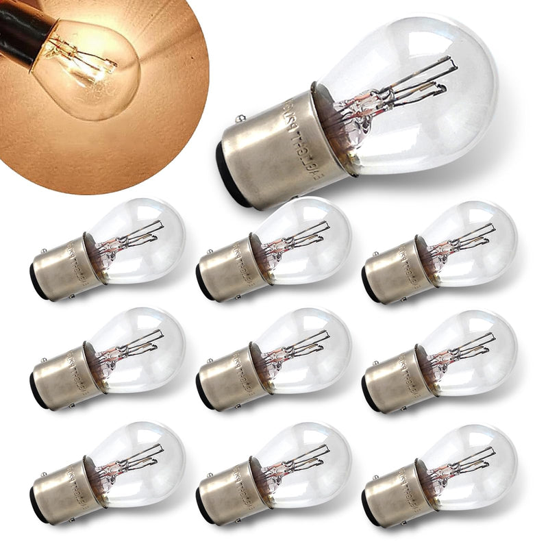 10PCS 1157 Light Bulb, Double Tail High and Low Brake Light Bulb, P21/5W S25 2057 2357 7528 BAY15D Bulbs, Universal Halogen Turn Signal Parking Lights(White) white