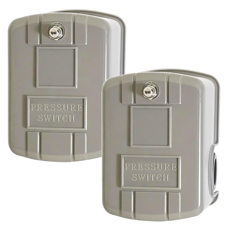 Well Pump Pressure Switch 40-60 PSI, Adjustable Differential, 1/4" NPT, Compatible with Square D 9013FSG2/Pumptrol, Low Pressure Cut-Off, Automatic Water Pump Switch - 2 Pcs