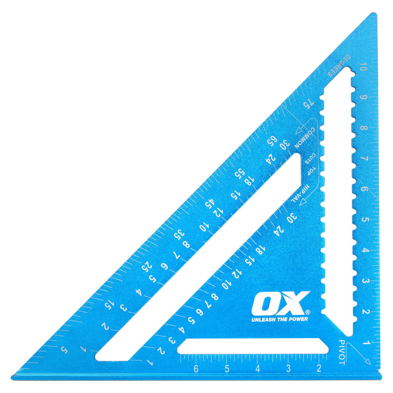 OX Professional 12 Inch Aluminum Framing Square - Rust-Proof Carpenter Square with Laser-Etched Markings - Metal Carpentry Squares for Woodworking - Rafter Square Tool - Escuadra De Carpintero 12" Rafter Square