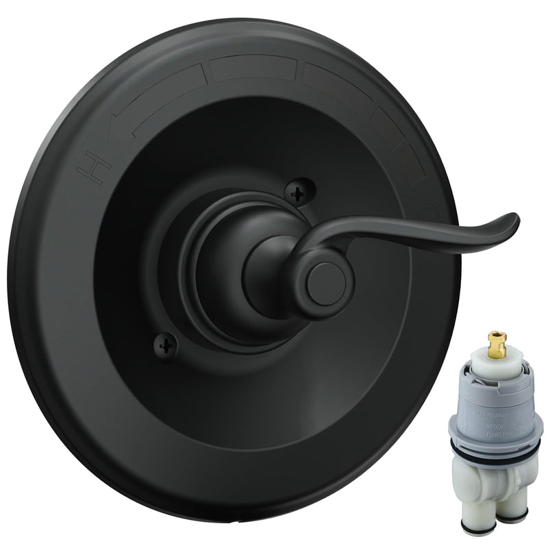 14096 Matte Black Pressure-Balancing Trim Kit Compatiable with Delta Shower Valve R10000 Series, Replacement for Windemere 14 Series Single-Function Valve Trim Kit (RP46074 Cartridge Included） Classical BT14096 Matte Blackl+1 style cartridge