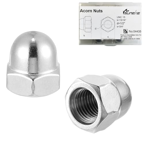 3/4-10 UNC Acorn Nuts, 304 Stainless Steel Hex Cap Dome Head Nuts, Silver Bright Finish,5PCS for Indoor & Outdoor Hardware Use Silver 304 Stainless Steel 3/4"-10