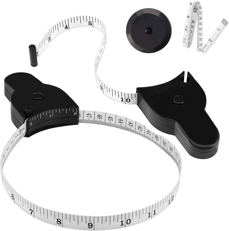 Automatic Telescopic Tape Measure, Body Measure Tape 60 inch (150cm), Self-Tightening Retractable Measuring Tape for Body Accurate Way to Track Weight Loss Muscle Gain by One Hand, 4 Piece Black+Black